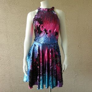 I AM LOVELY Sequin Skater Dress
